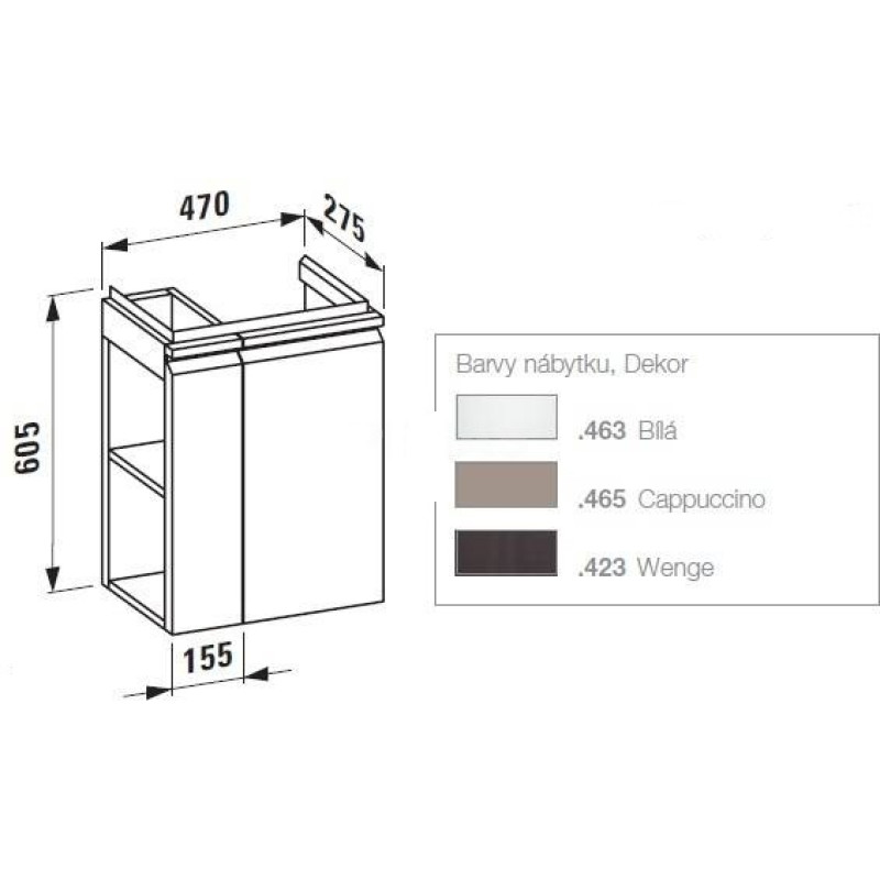 Laufen PRO S тумба 48*58*27,5см, для умивальника H815954, двернi петлi праворуч, полички злiва, колiр графiт, (H4830020954801)