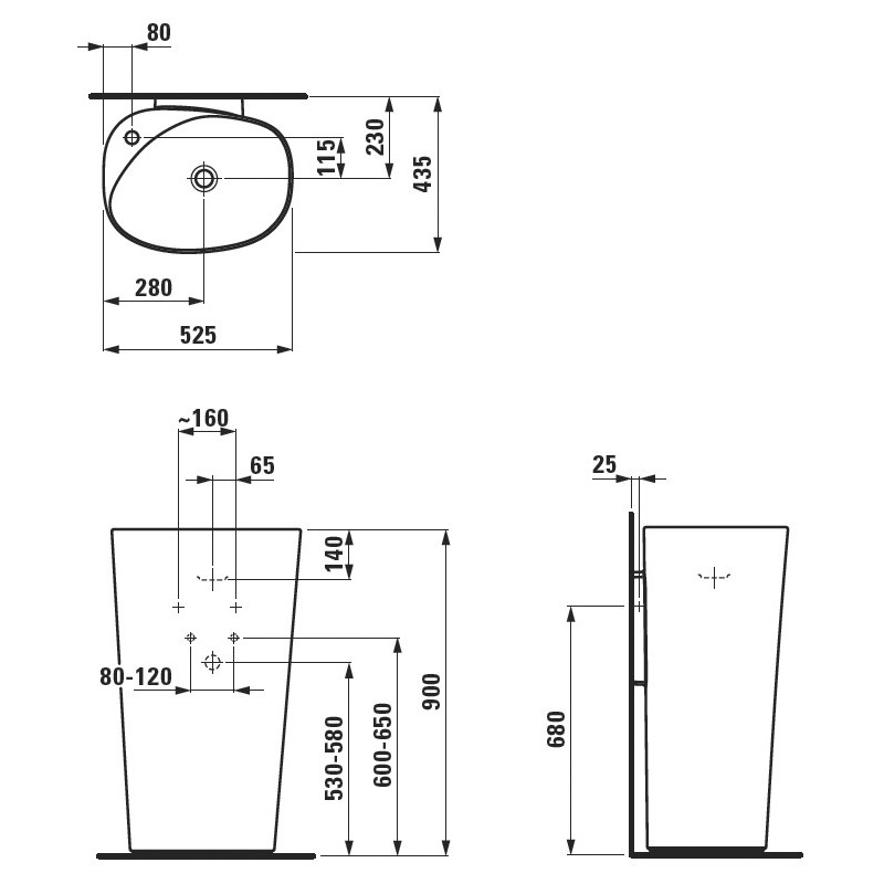 Laufen PALOMBA раковина 39,5*52*90 см, з одним отвором під змішувач, з сифоном, (H8118030001041)