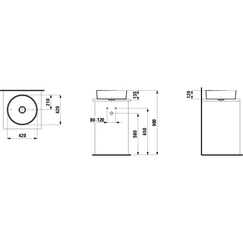Laufen KARTELL раковина накладна d 42см, (H8123310001121)