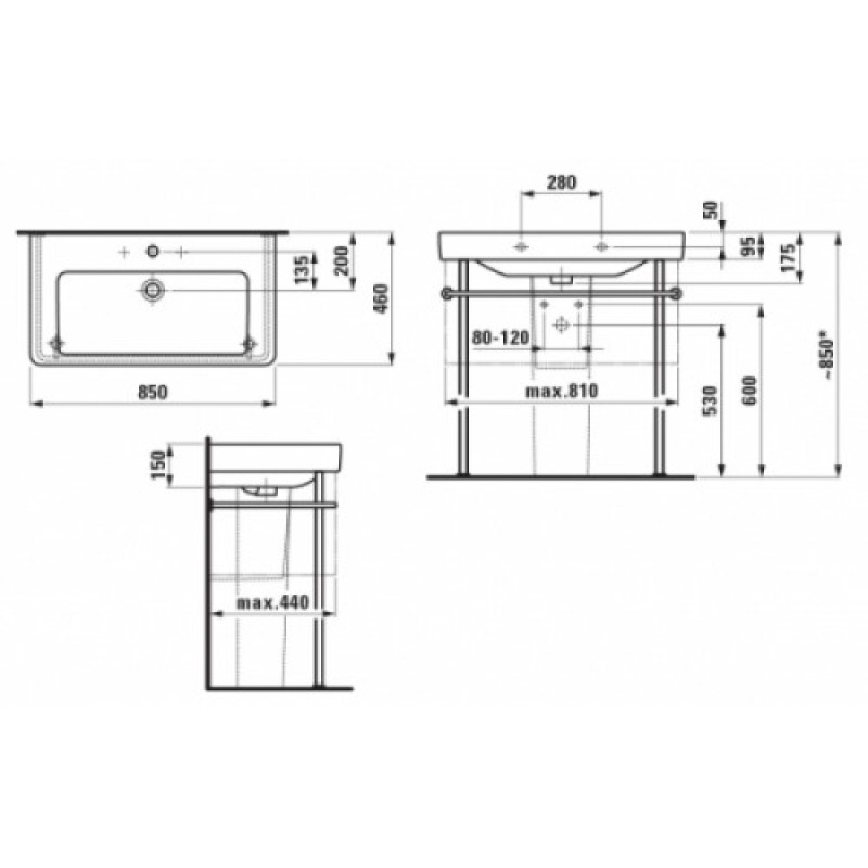 Laufen PRO S умивальник 85*46 см, (H8139650001041)