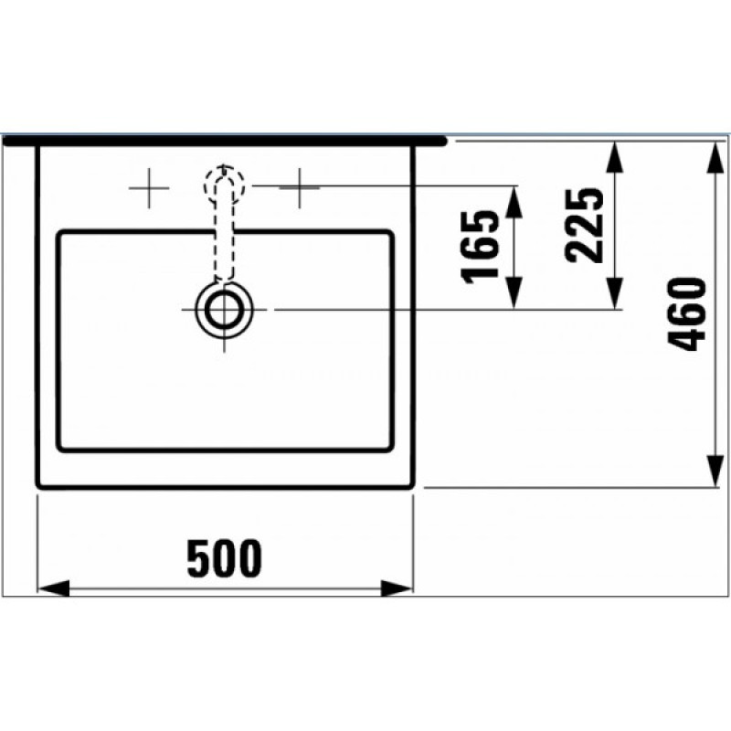 Laufen LIVING CITY раковина 500*4600мм, з 1-м отв. пiд змiшувач, з отвором переливу, монт. зверху, (H8174310001041)