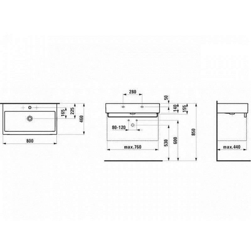 Laufen Living City -умивальник 80*46, (H8174360001041)