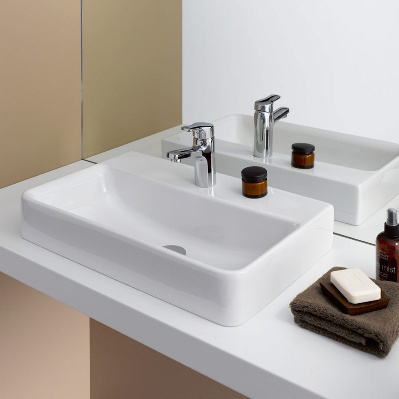 Laufen PRO S Compact умивальник 55*38см, з 1м отв. пiд змiшувач, без отв. переливу, вiдшлiфована нижня поверхня, монт. зверху, (H8179580001561)