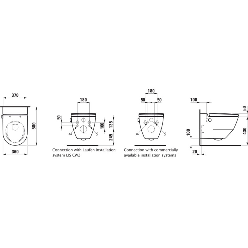 Laufen Унітаз-біде CLEANET NAVIA консольний rimless з кришкою soft-close (H8206014000001)