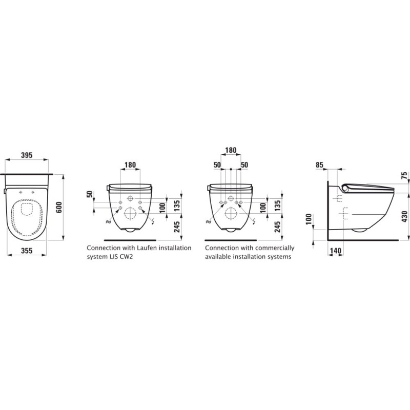 Laufen CLEANET RIVA унітаз підвісний 60*39,5 см, з функцією біде, (H8206914000001)
