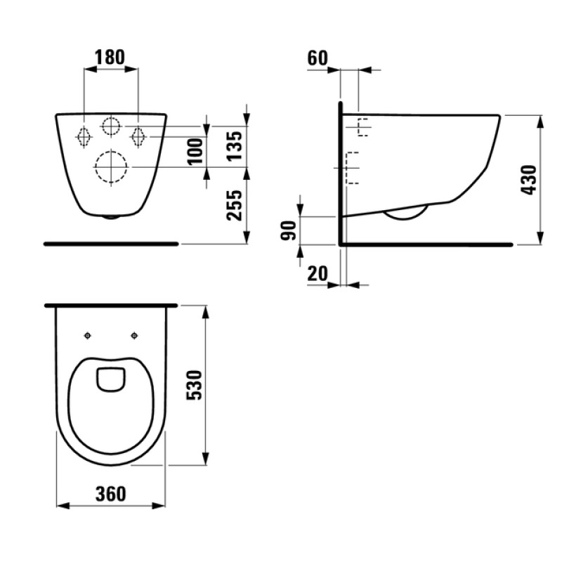 Laufen Комплект: PRO Rimless унитаз подвесной 36*53см + сиденье для унитаза с системой плавного опускания, с антибактериальным покрытием, (H8209660000001+H8969513000001)
