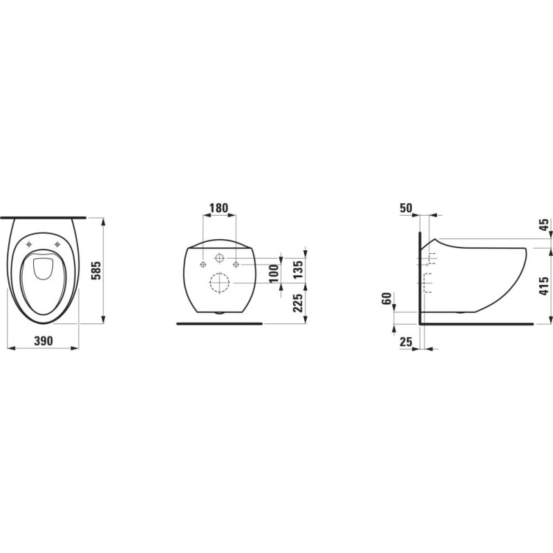 Laufen ILBAGNOALESSI Rimless унітаз підвісний 59*39см, білий матовий, (H8209717570001)
