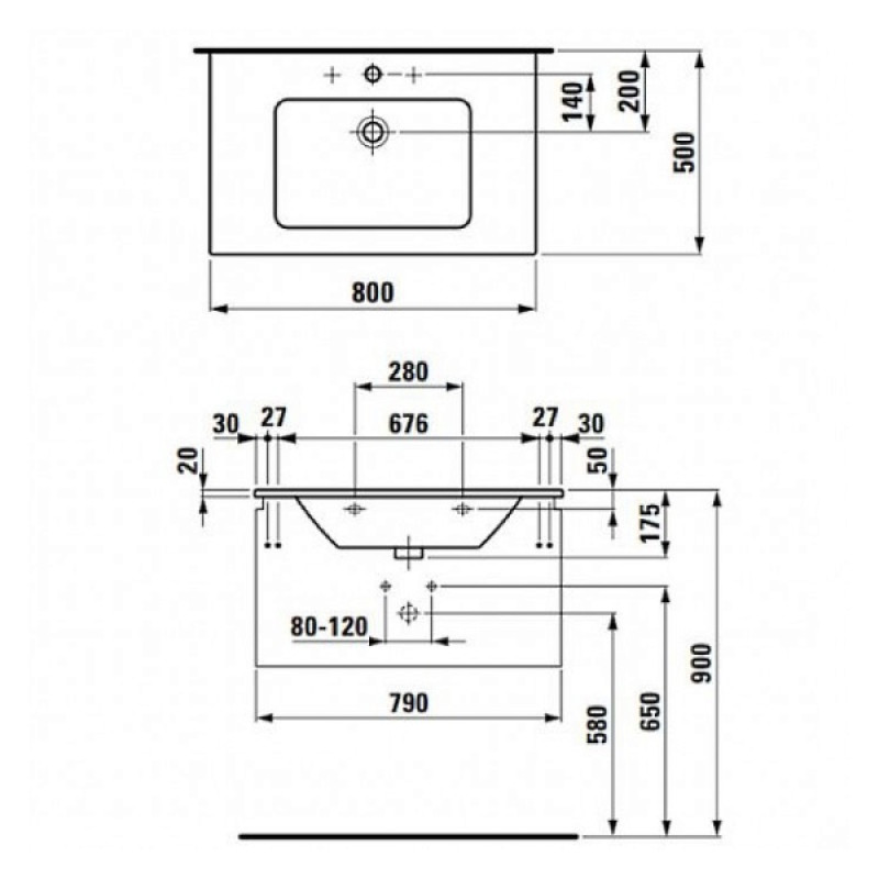 Laufen PRO S комплект тумба+умивальник 80*50см (8179650001041+4834710964641) (колiр бiлий глянець), (H8609634751041)