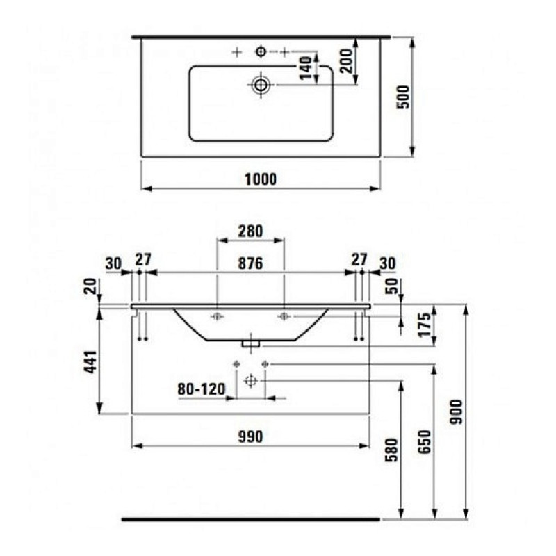 Laufen PRO S комплект тумба+умивальник 100*50см (8179670001041+4835310964641) (колiр бiлий глянець), (H8609654751041)