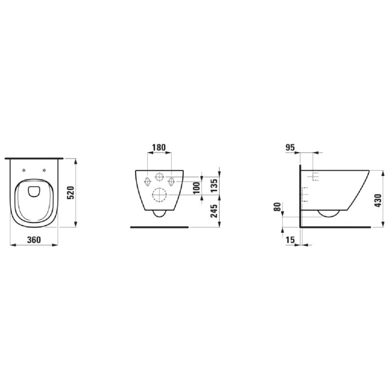 Laufen LUA Rimless унитаз подвесной, в комплекте с сиденьем Slim, (H8660800000001)
