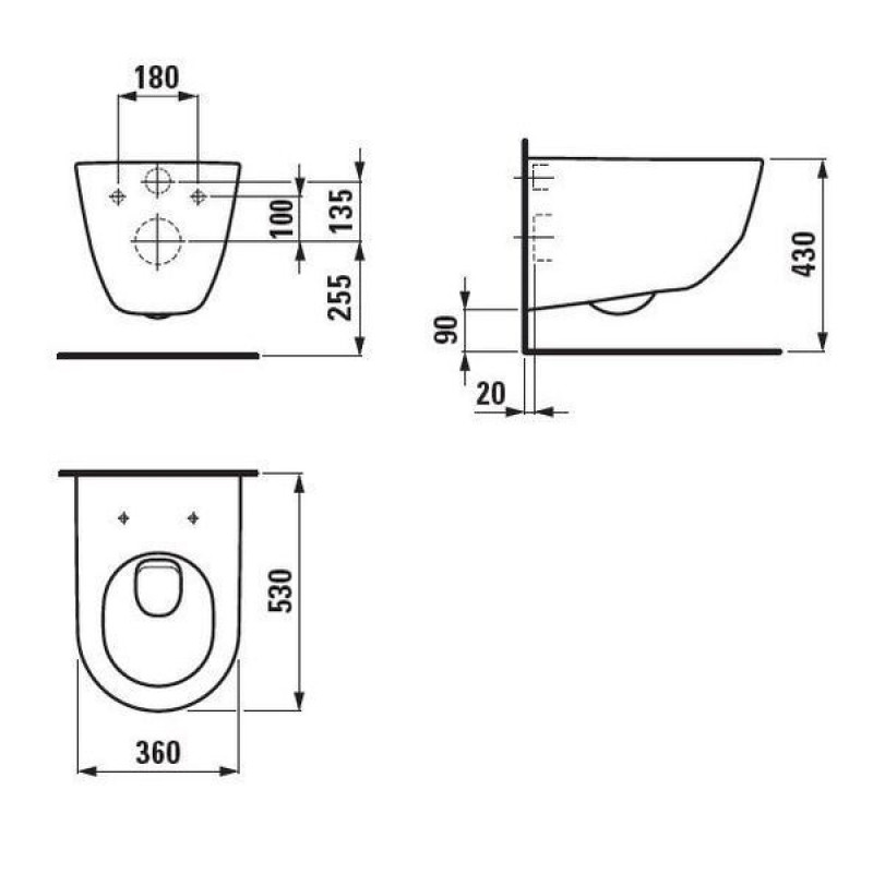 Laufen Унітаз консольний PRO приховане кріплення 8209560000001 + кришка Slim Soft Close 8989660000001