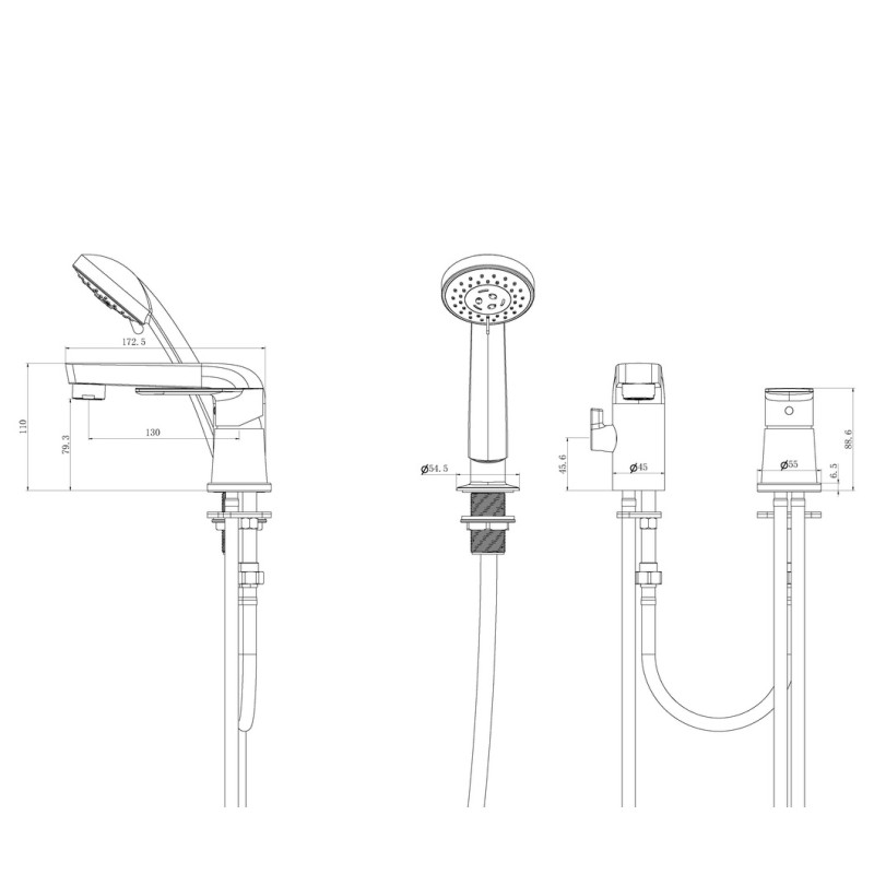 Змішувач для ванни Haiba Alex 022 (3-HOLE) (HB3945)