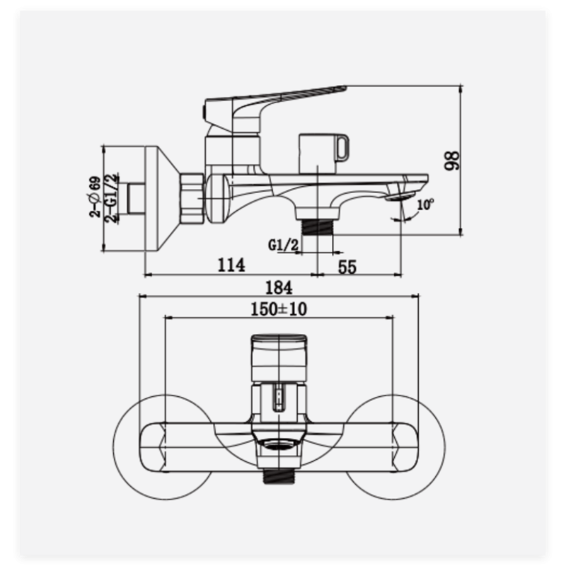Змішувач для ванни Haiba Geneva 009 (EURO) (HB9677)
