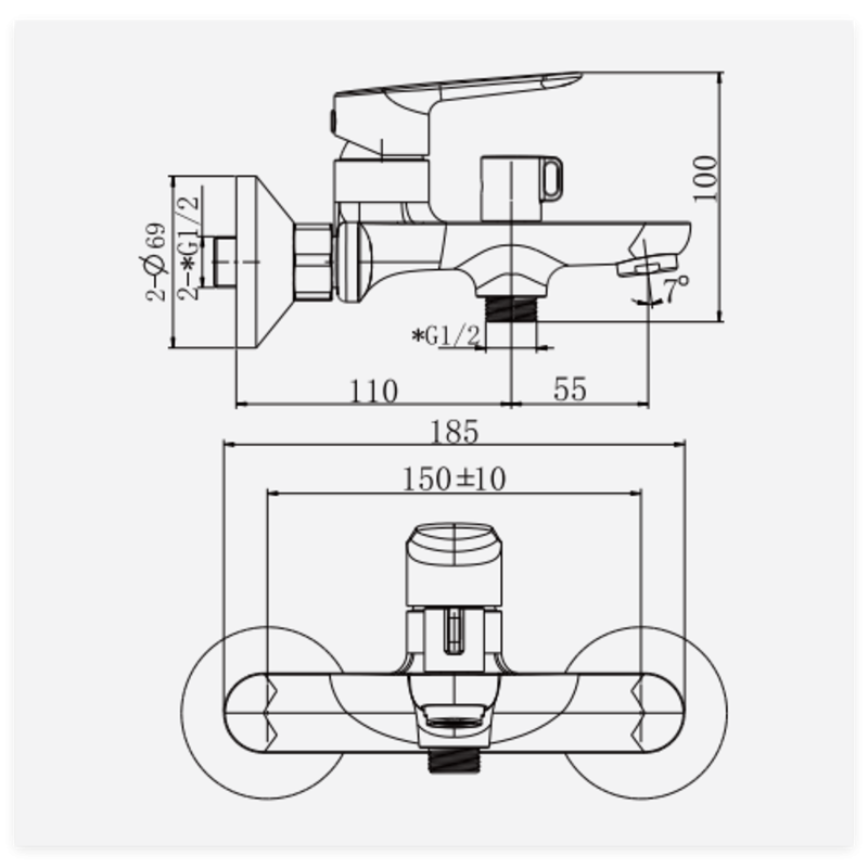 Змішувач для ванни Haiba Parma 009 (EURO) (HB9681)