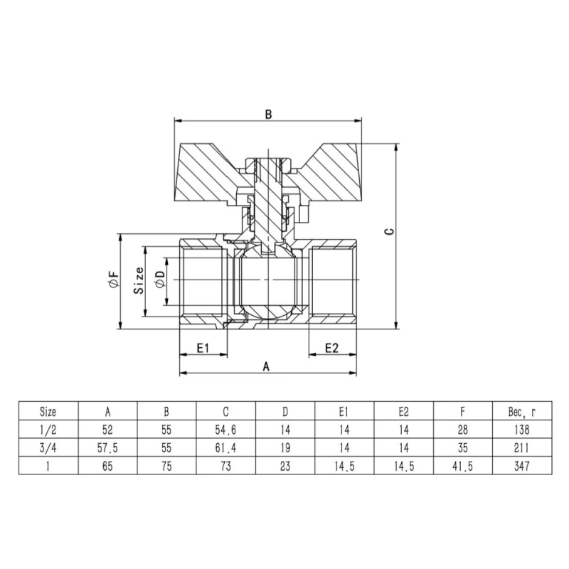 ITAL кран Кран кульовий ITAL PN40 1/2