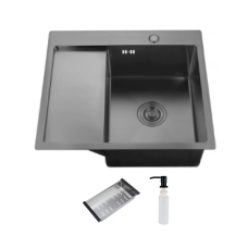 ITAL Кухонна мийка HD5851R, 580x510мм, нержавіюча сталь, права, чорний