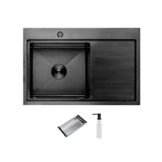 ITAL Кухонна мийка HD7850L, 750x500мм, нержавіюча сталь, ліва, чорний