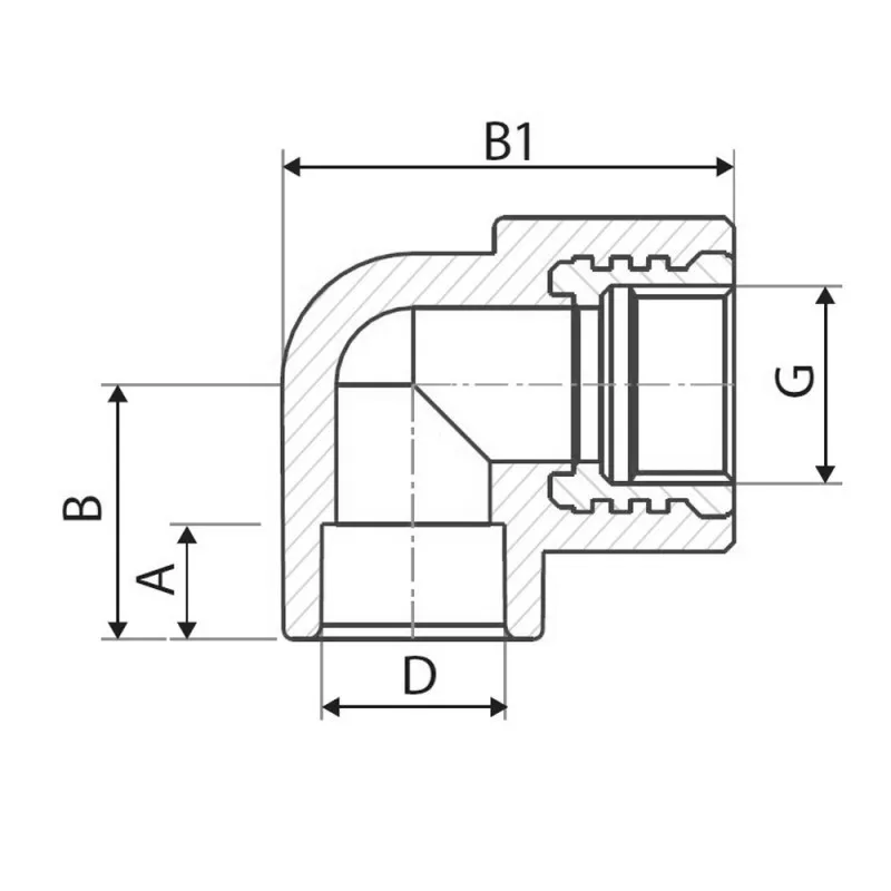 ITAL Кутник 90° PP-r з внутрішньою різьбою 20 мм x 1/2