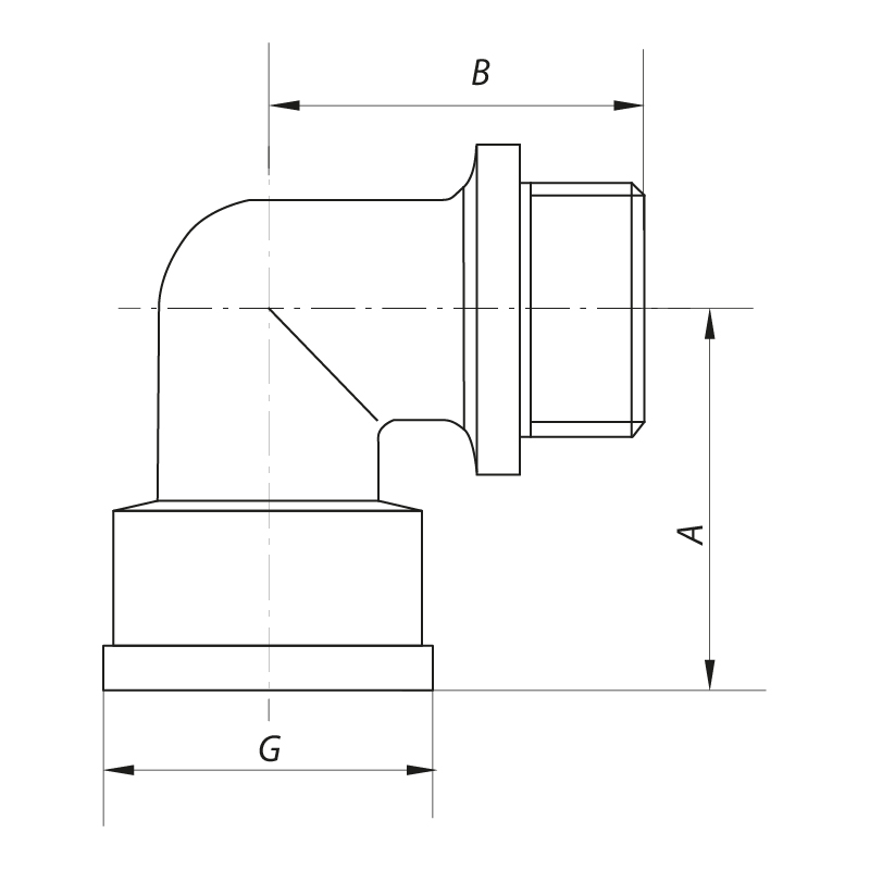 Угол 3/4'' НВ (хром) Koer KF.L08MF.CHR (KF0128)