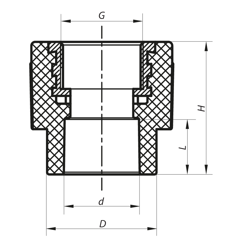 Муфта ВР 32x3/4F PPR Koer K0089.PRO (KP0107)