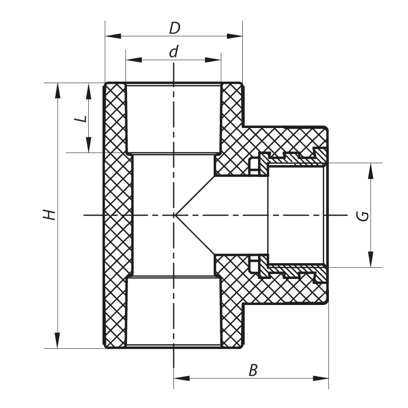 Тройник ВР 20x1/2F PPR Koer K0103.PRO (KP0123)
