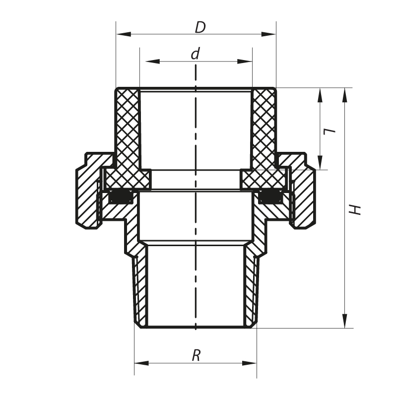 Сгон-американка НР 25x3/4M PPR Koer K0136.PRO (KP0172)