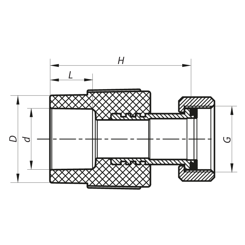Муфта с накидной гайкой 25x3/4F PPR Koer K0142.PRO (KP0179)
