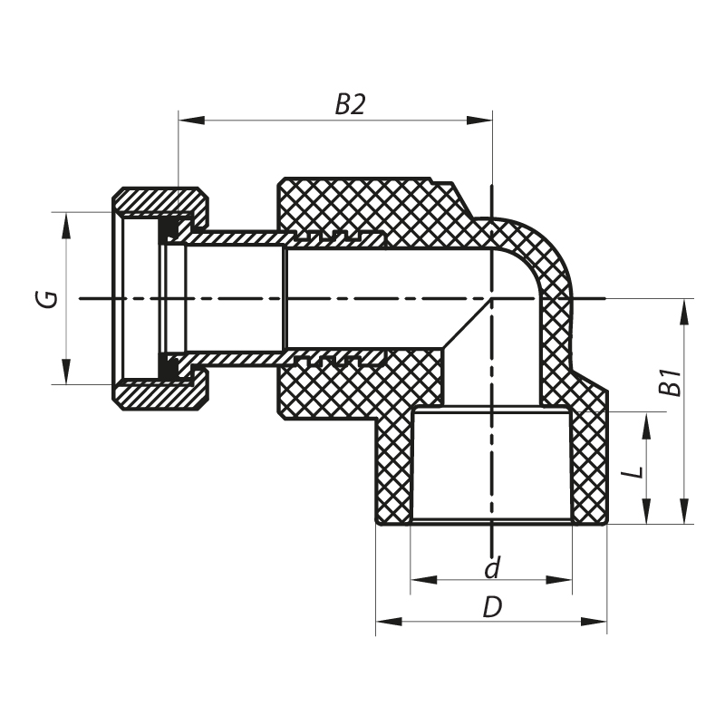 Угол с накидной гайкой 25x3/4F PPR Koer K0145.PRO (KP0183)