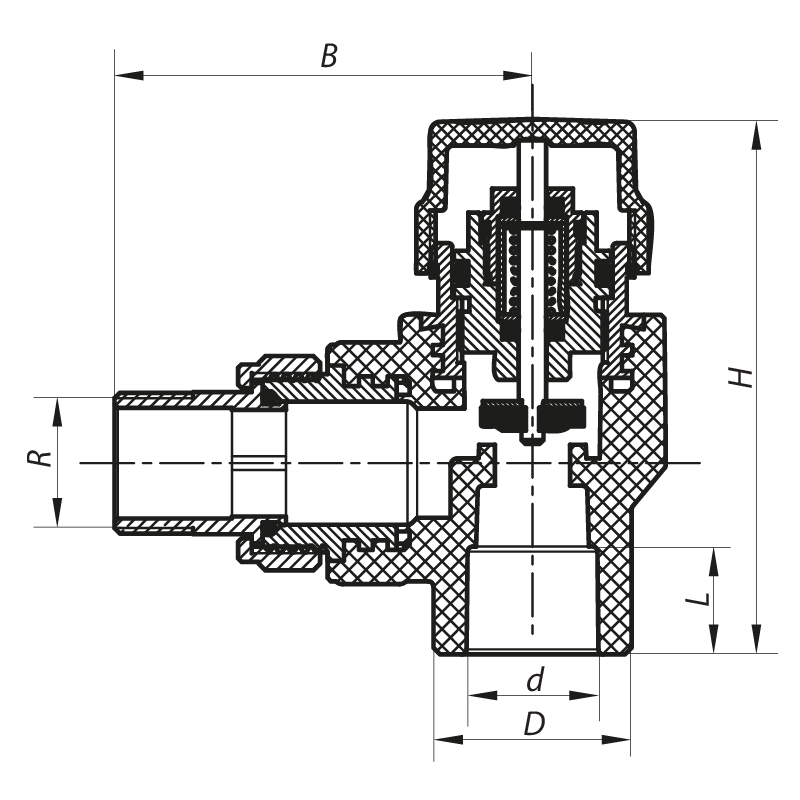 Кран термостатический угловой PPR 25x3/4 Koer K0150.PRO (KP0190)