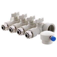 Коллектор распределительный 4-way с фитингом (40x20) PPR Koer K0192.PRO (KP2557)