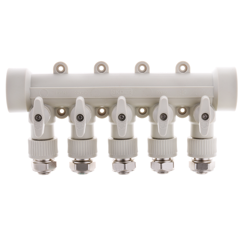 Коллектор распределительный 5-way с фитингом (40x20) PPR Koer K0193.PRO (KP2558)