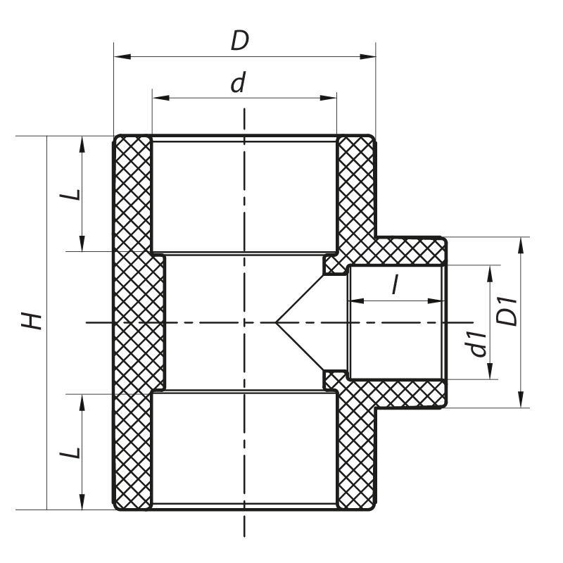 Тройник редукционный 75x63x75 PPR Koer K0222.PRO (KP2587)