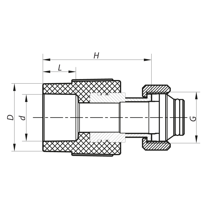 Муфта с евроконусом и накидной гайкой 20x3/4 PPR Koer K0240.PRO (KP2606)