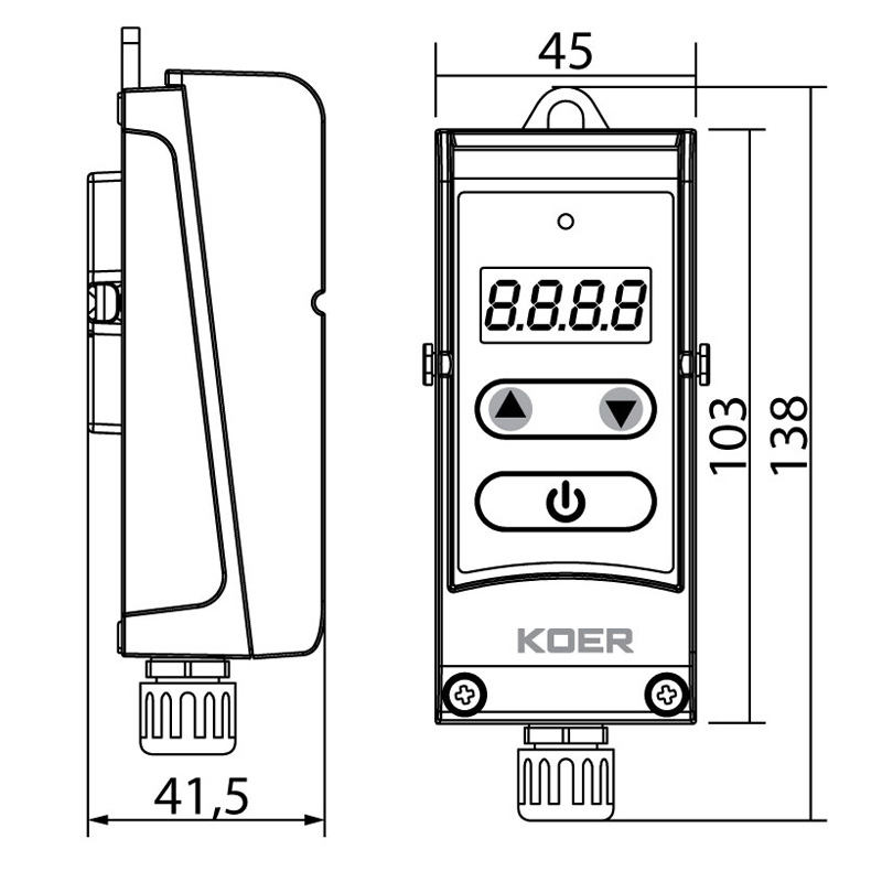 Термостат электрический накладной Koer KR.1354E (+5…+80*C) (KP2778)