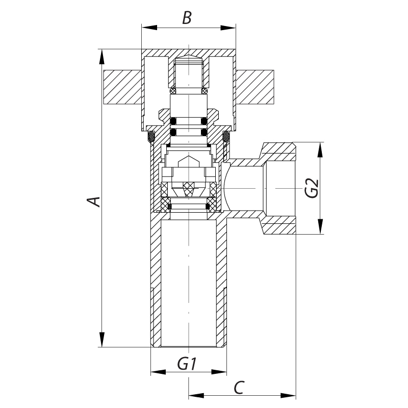 Кран для подключения сантехприборов Koer 1/2x3/4 (KR.517) (KR0109)