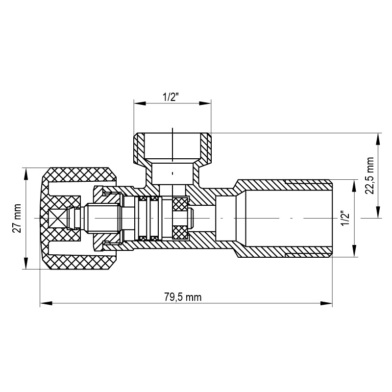 Кран вентильний Koer 1/2x1/2 (KR.510) (KR0146)