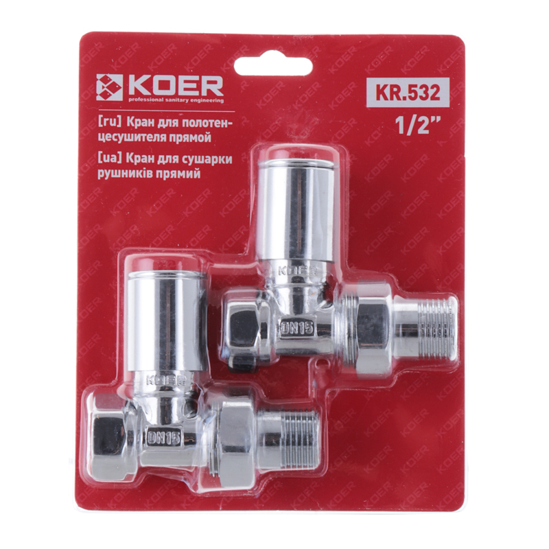 Кран для полотенцесушителя прямой Koer KR.532 - 1/2