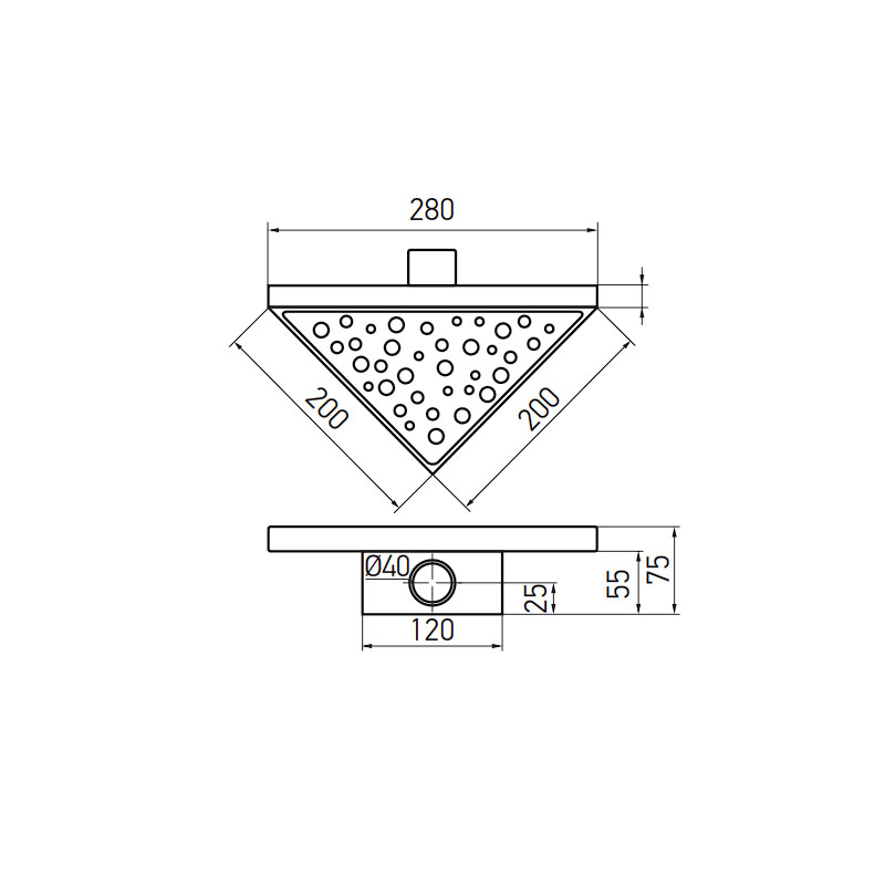 Душевой трап из нержавеющей стали SUS304 Koer FD20-T200 (KR3264)