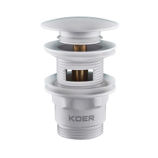 Донный клапан для раковины с переливом Koer PW-03-03 автоматический (Click-Clack) (Цвет белый) 1 1/4'' (KR3395)