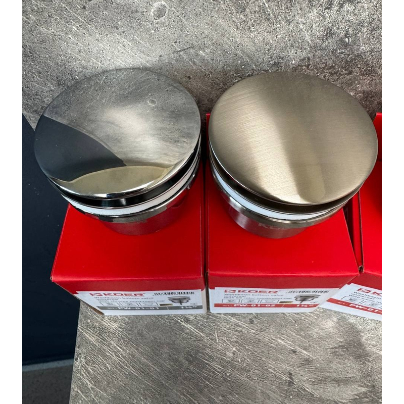 Донный клапан для раковины универсальный (с/без перелива) Koer PW-01-02 автоматический (Click-Clack) SS COLOR 1 1/4'' (KR3401)