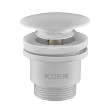 Донный клапан для раковины универсальный (с/без перелива) Koer PW-01-03 автоматический (Click-Clack) (Цвет белый) 1 1/4'' (KR3402)