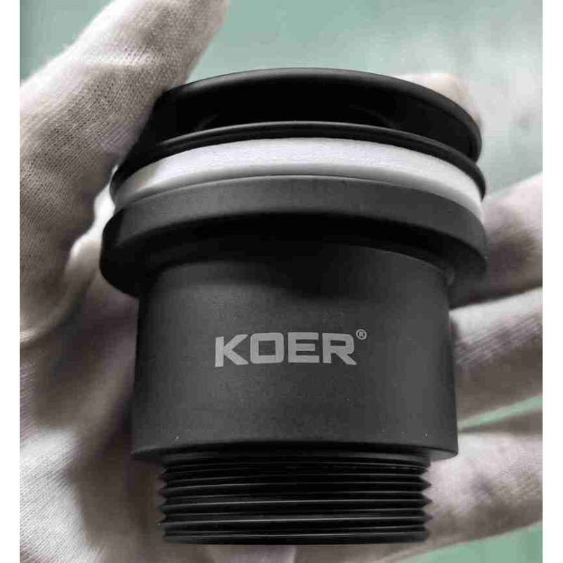 Донный клапан для раковины универсальный (с/без перелива) Koer PW-01-05 автоматический (Click-Clack) (Цвет черный) 1 1/4'' (KR3403)