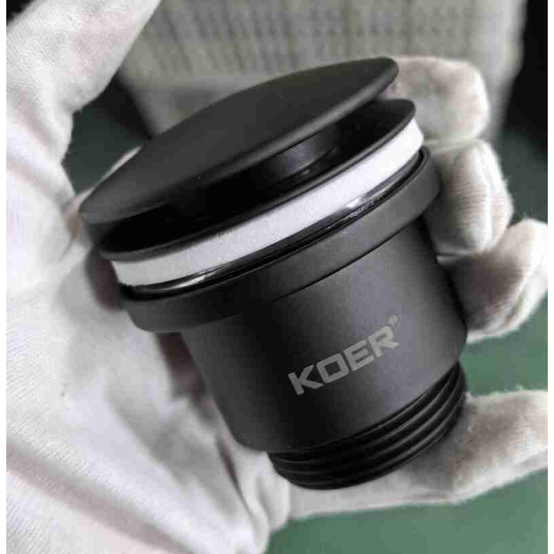 Донный клапан для раковины универсальный (с/без перелива) Koer PW-01-05 автоматический (Click-Clack) (Цвет черный) 1 1/4'' (KR3403)