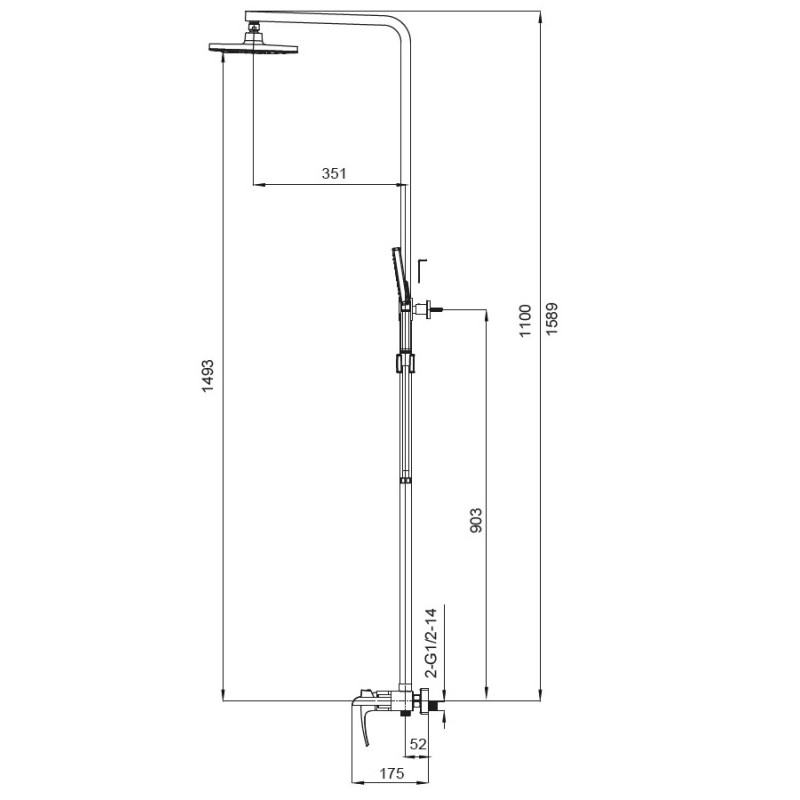 Душевая колонна со смесителем водопад Koer KB-58007-05 (Цвет черный) (KR3463)