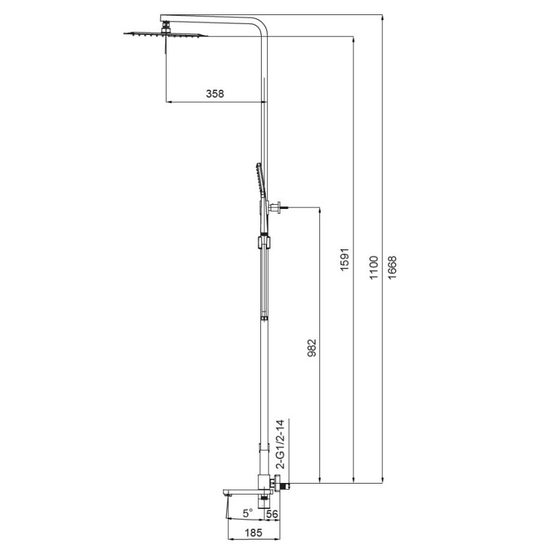 Душевая колонна со смесителем Koer KB-56010-05 (Цвет черный) (KR3495)