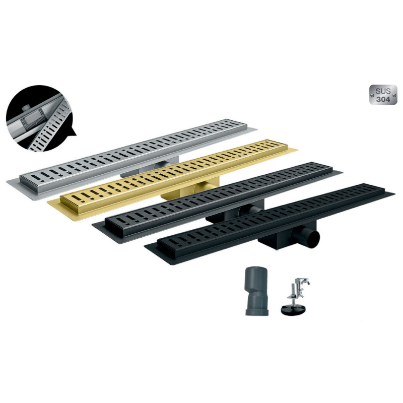 Душевой трап из нержавеющей стали SUS304 Koer FD35-70x900-Black (KR4749)