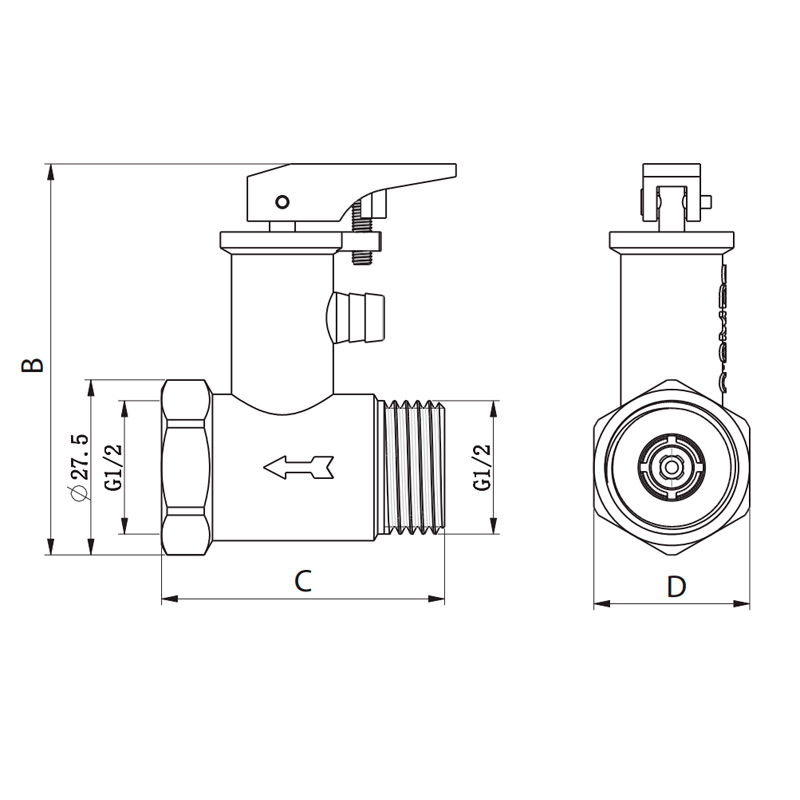 Предохранительный клапан для бойлера Koer KR.1046.K - 1/2” 6BAR (c ручкой) (KR4764)