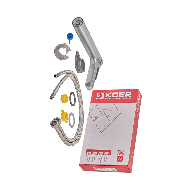 Смеситель для умывальника Koer KI-11016-02 высокий (из нерж. стали) (Цвет нерж) (KR4790)