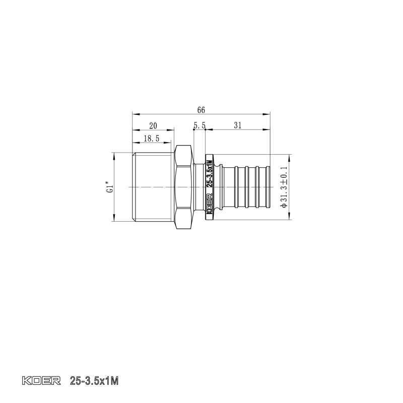 Переходник с НР Koer KA.A10M-25 - 25(3.5mm) x 1