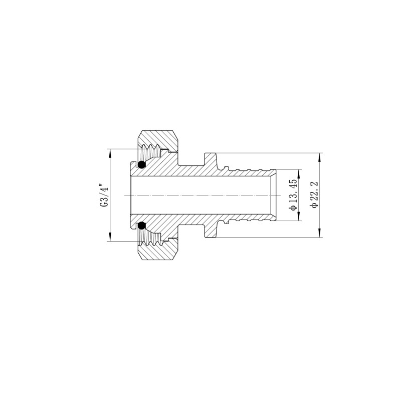 Переходник под евроконус с накидной гайкой Koer KA.A08F-16E - 16(2.2mm) x 3/4